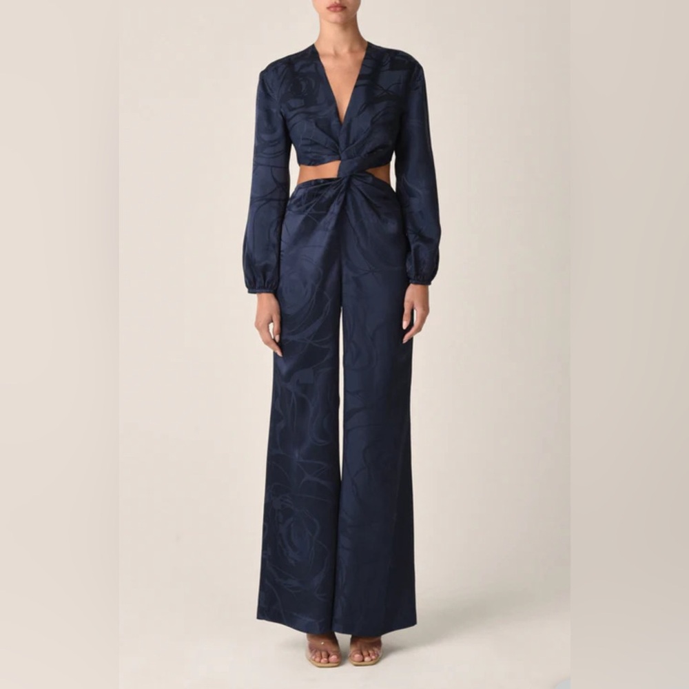 Silvia Tcherassi Joely Jumpsuit Navy Jacquard. NWT